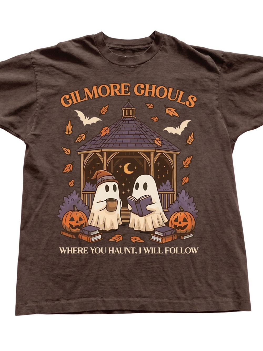 Gildan Brown 'Gilmore Ghouls' Halloween Graphic Tee, Gift For Her, For Him